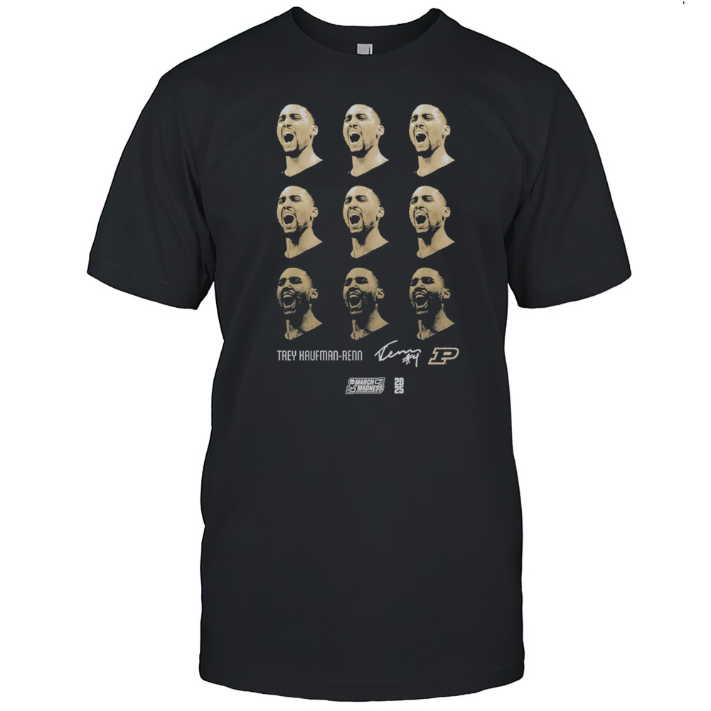 Trey Kaufman-Renn Patterned Heads Purdue Boilermakers Basketball NCAA March Madness 2025 Signature T-shirt