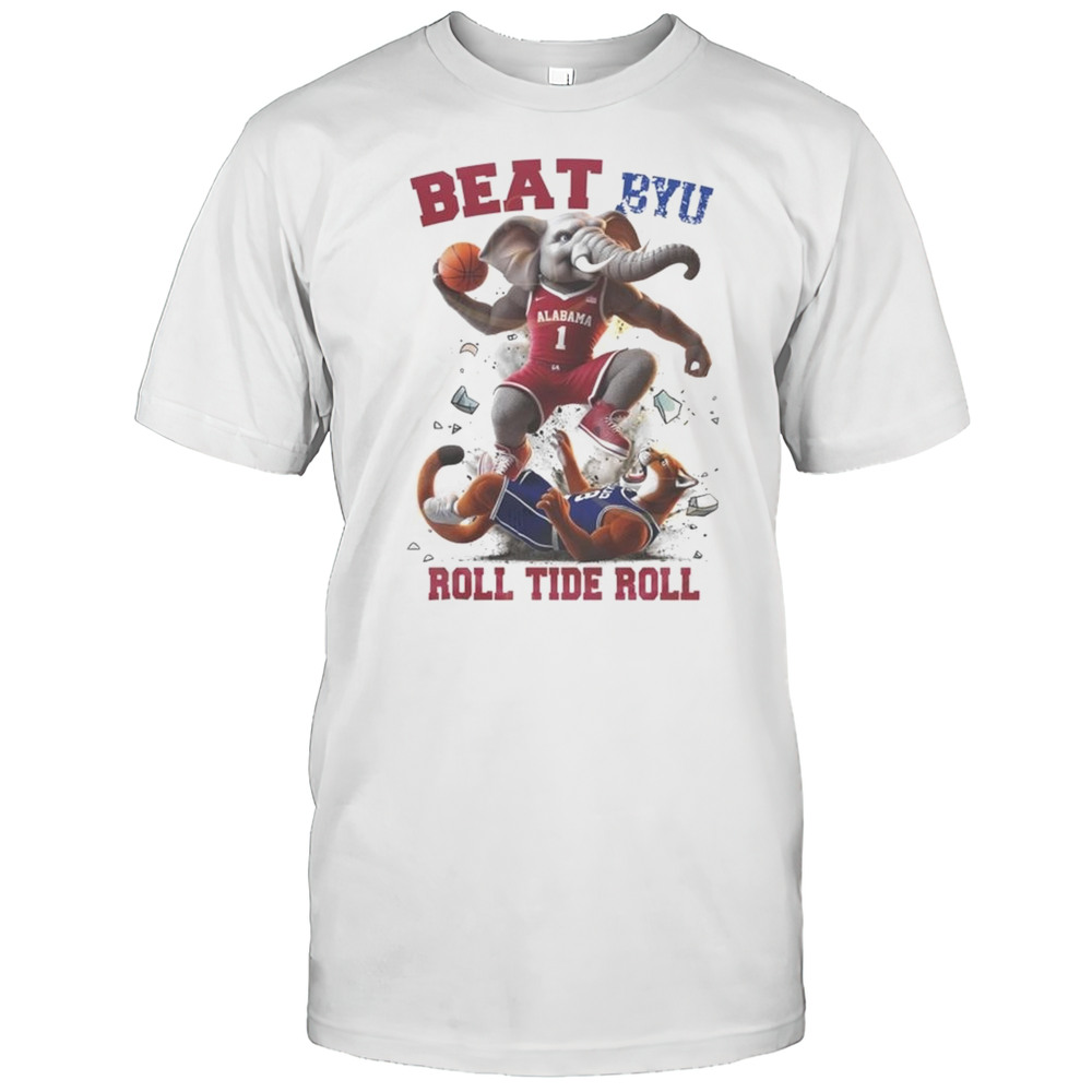 Alabama Crimson Tide Basketball Beat BYU Cougars Roll Tide Roll Mascot Shirt