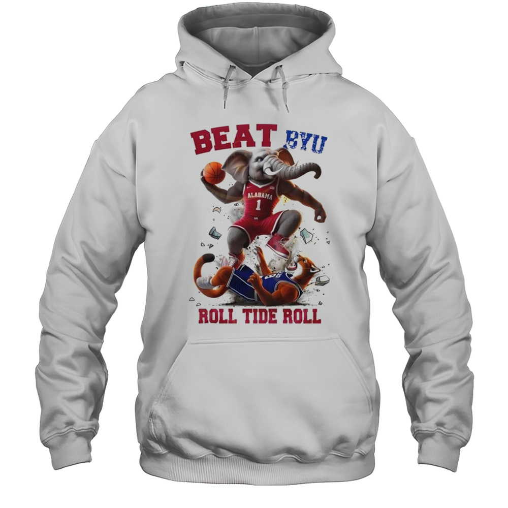 Alabama Crimson Tide Basketball Beat BYU Cougars Roll Tide Roll Mascot Shirt Unisex Hoodie