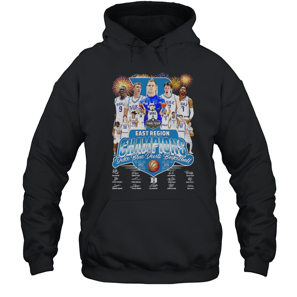 Duke Blue Devils Basketball 2025 East Region Champions Signatures Shirt Unisex Hoodie