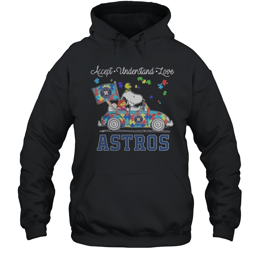 Houston Astros Snoopy And Muppets Driving Car Autism Accept Understand Love Shirt Unisex Hoodie