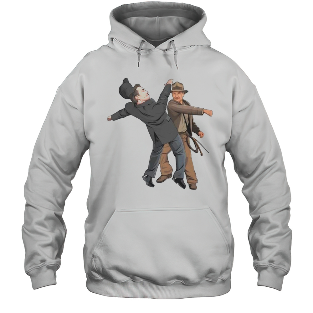 Indiana Jones Punching Elon Musk While He-s Giving His Salute Shirt Unisex Hoodie
