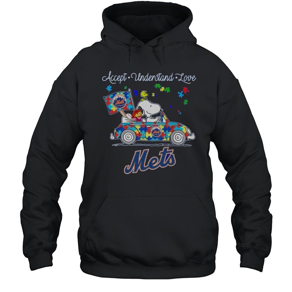 New York Mets Snoopy And Muppets Driving Car Autism Accept Understand Love Shirt Unisex Hoodie