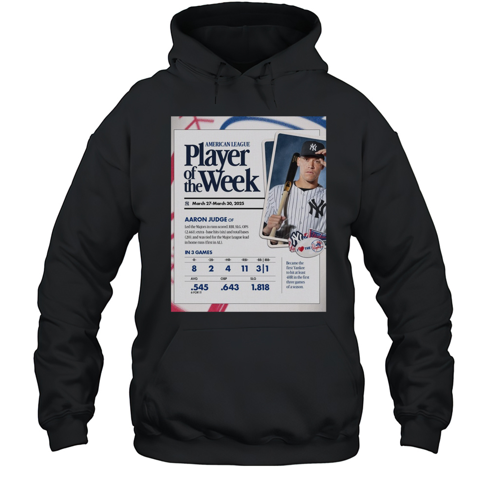 New York Yankees American League Player Of The Week March 27 March 30 2025 Aaron Judge Poster T-shirt Unisex Hoodie