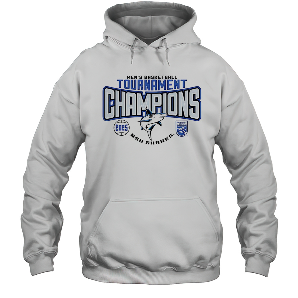 Nova Southeastern Sharks 2025 Mens Basketball Tournament Champions Shirt Unisex Hoodie
