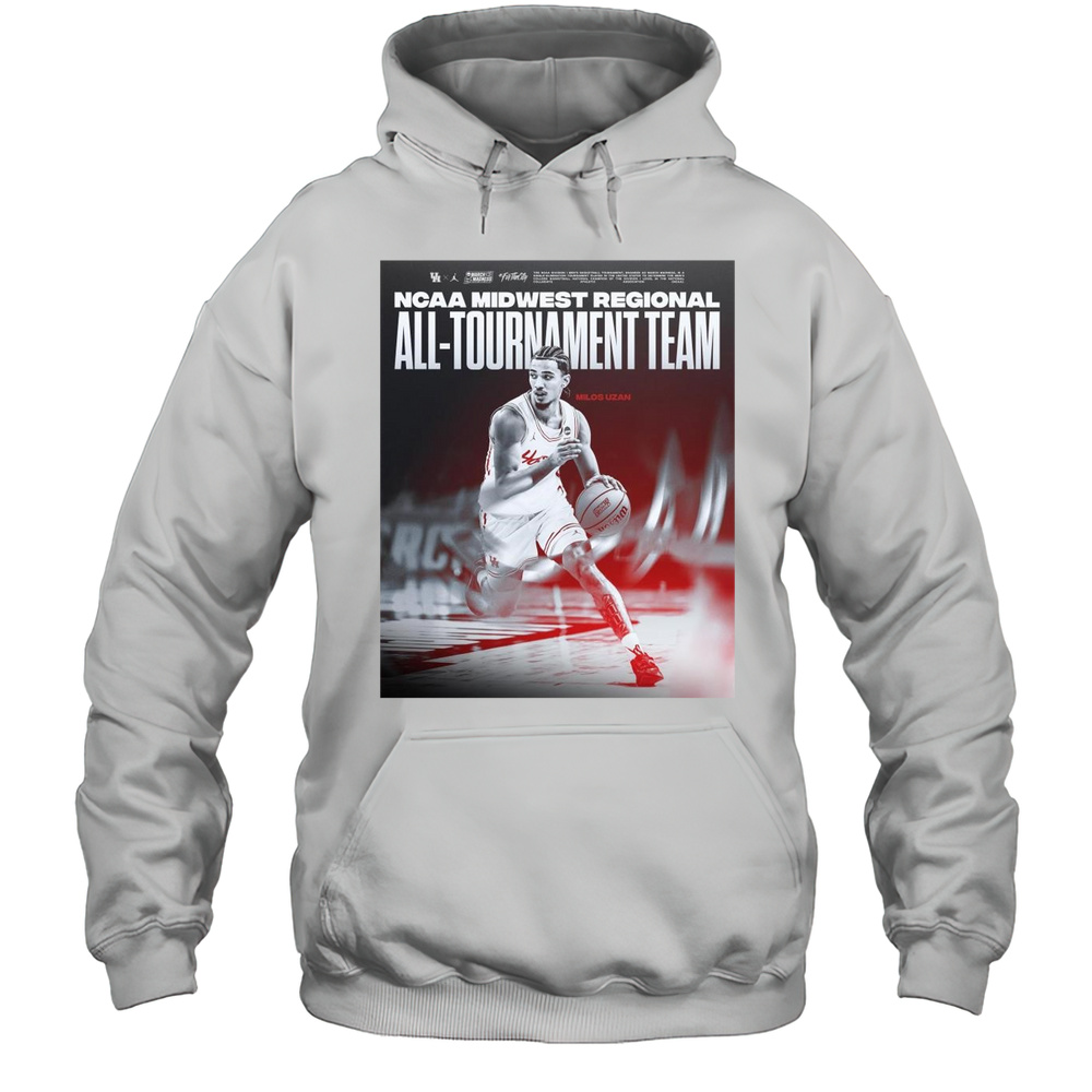 Poster Houston Cougars Basketball 2025 NCAA Midwest Regional All-Tournament Team Milos Uzan T-shirt Unisex Hoodie