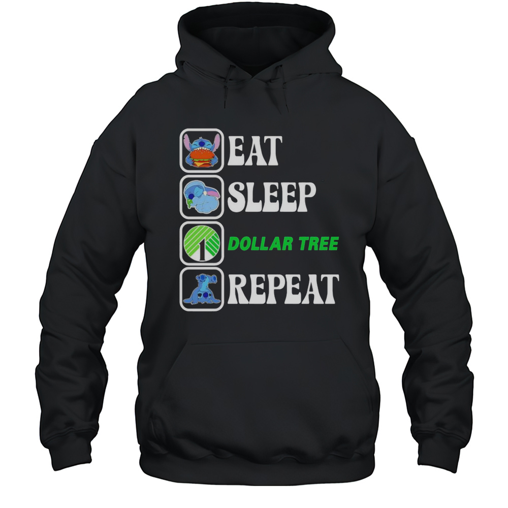 Stitch Eat Sleep Dollar Tree Repeat Shirt Unisex Hoodie