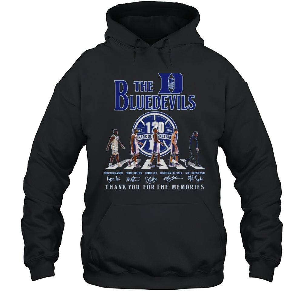 The Duke Blue Devils Thank You For The Memories 120 Years Of Basketball Signatures Walking Shirt Unisex Hoodie