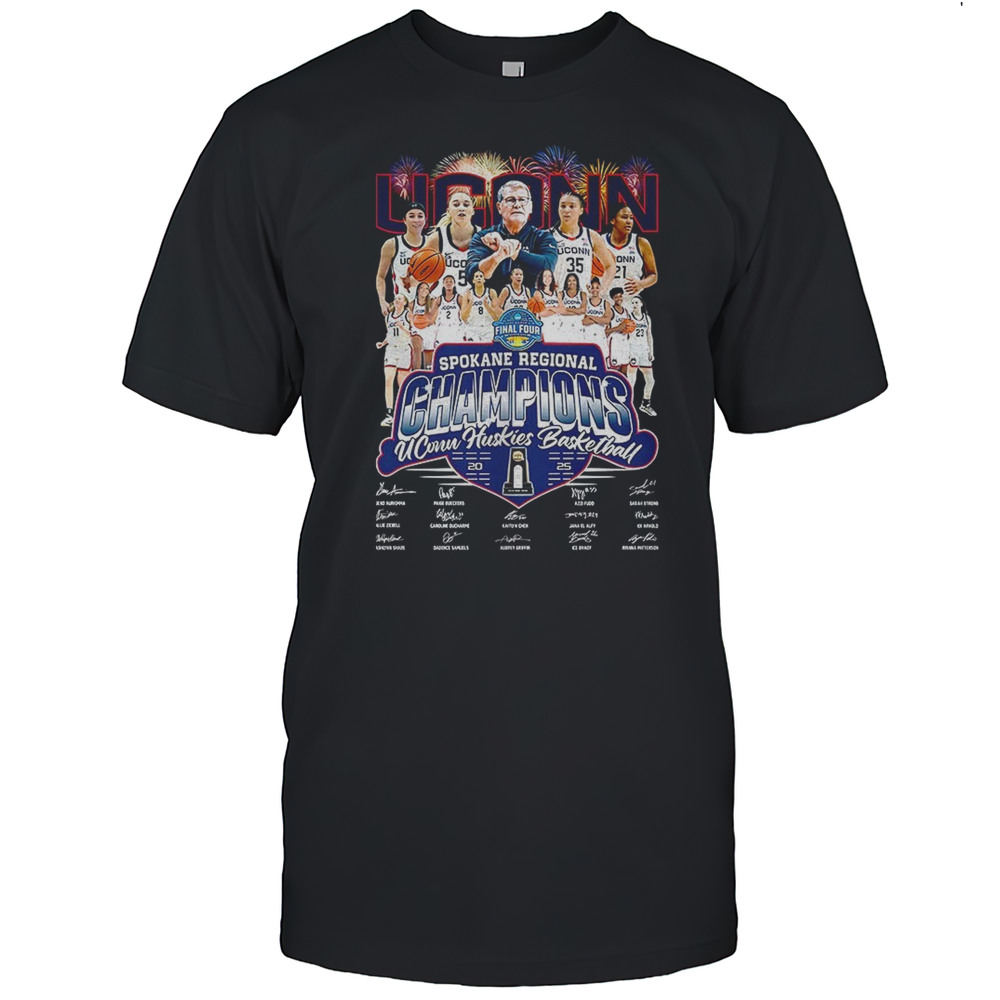 Uconn Huskies Womens Basketball Spokane Regional Champions Signatures Shirt