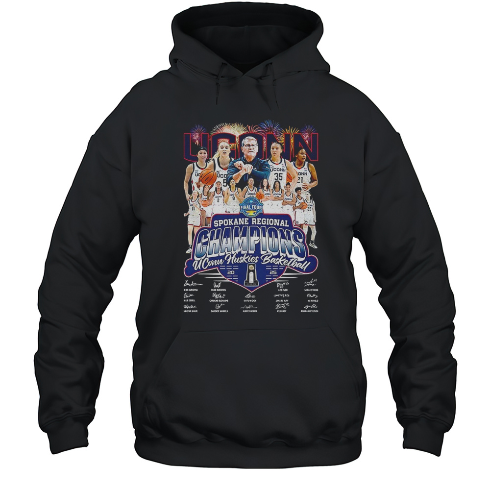 Uconn Huskies Womens Basketball Spokane Regional Champions Signatures Shirt Unisex Hoodie