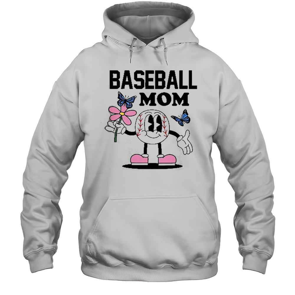 Good Baseball Mom Flower Butterfly T-Shirt Unisex Hoodie