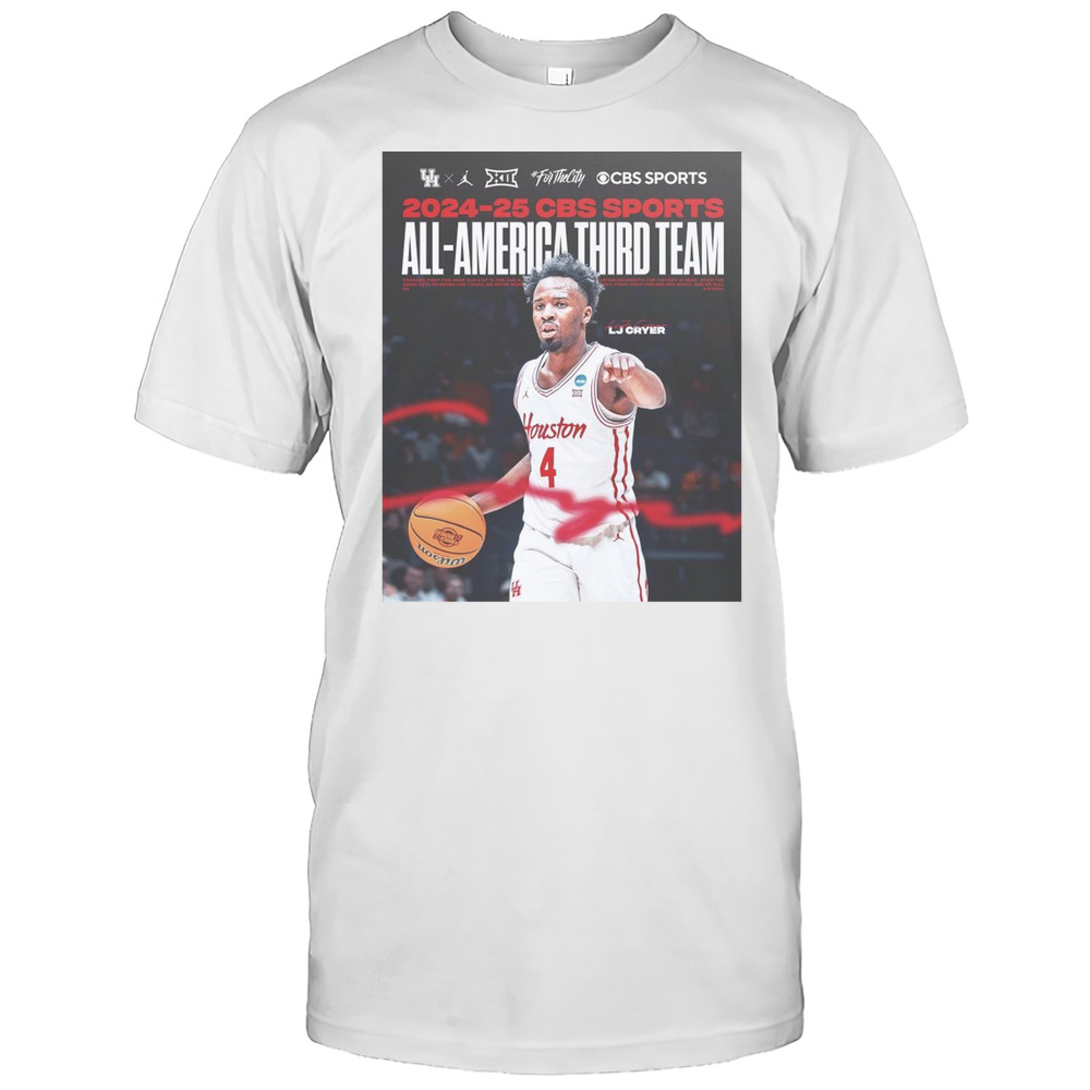 Houston Cougars Basketball 2024-25 CBS Sports All-America Third Team L.J. Cryer Signature T-shirt Houston Cougars Basketball 2024-25 CBS Sports All-America Third Team L.J. Cryer Signature T-shirt
