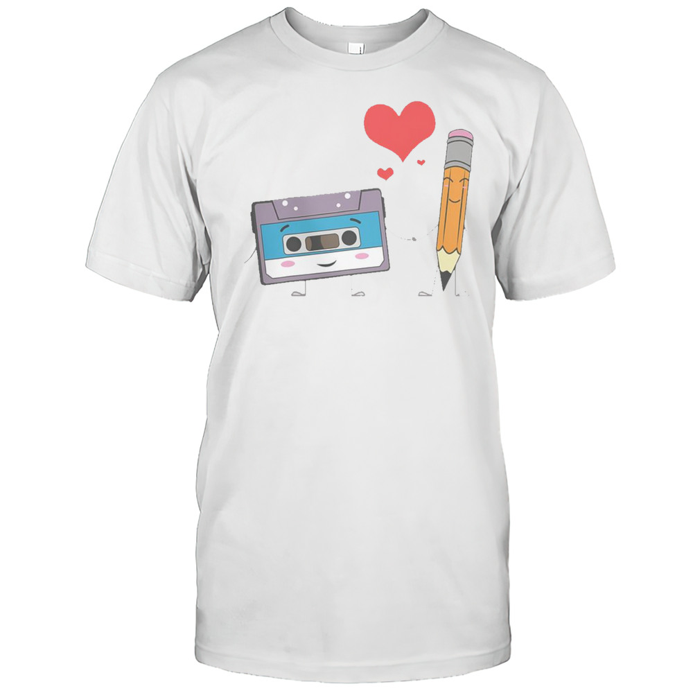 Cute Cassette Tape Pencil Retro Vintage 70s 80s 90s Music T-Shirt
