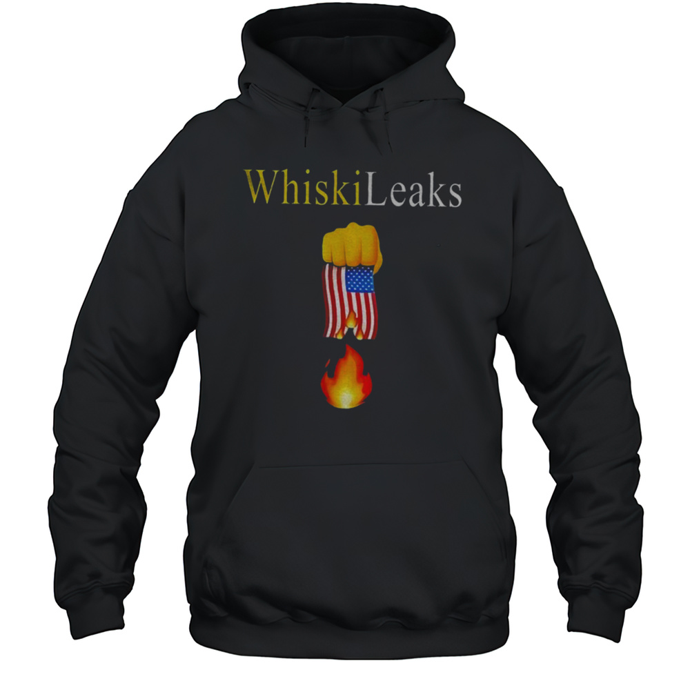 Whiskileaks Fist USA Flag Fire Shirt Unisex Hoodie