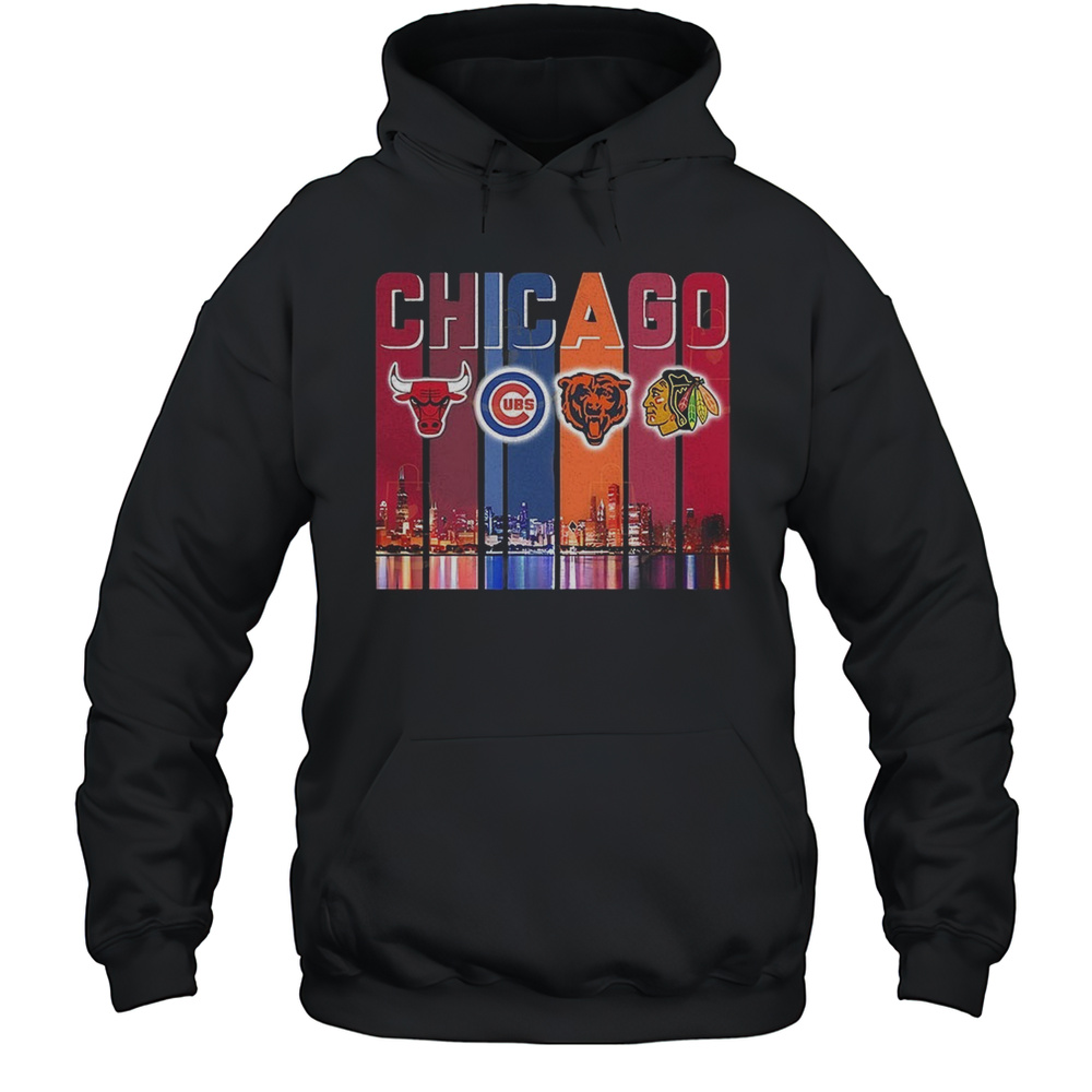 Chicago Bulls X Chicago Cubs X Chicago Bears X Chicago Blackhawks Logo Shirt Unisex Hoodie