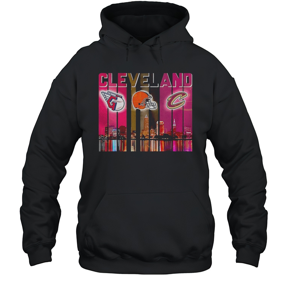 Cleveland Guardians X Cleveland Browns X Cleveland Cavaliers Logo Shirt Unisex Hoodie