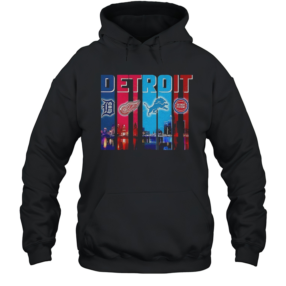Detroit Tigers X Detroit Red Wings X Detroit Lions X Detroit Pistons Logo Shirt Unisex Hoodie
