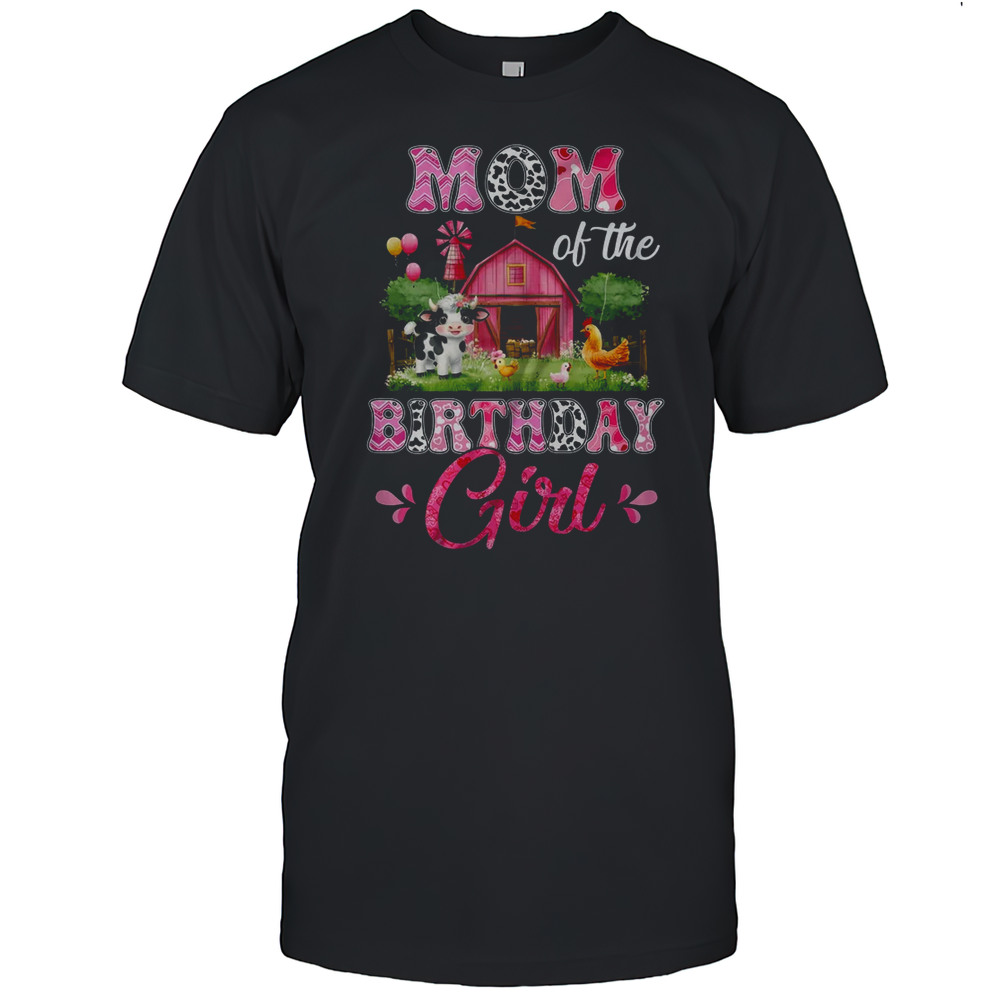Mom Of The Birthday Girl 1st Birthday Cow Farm Family Shirt