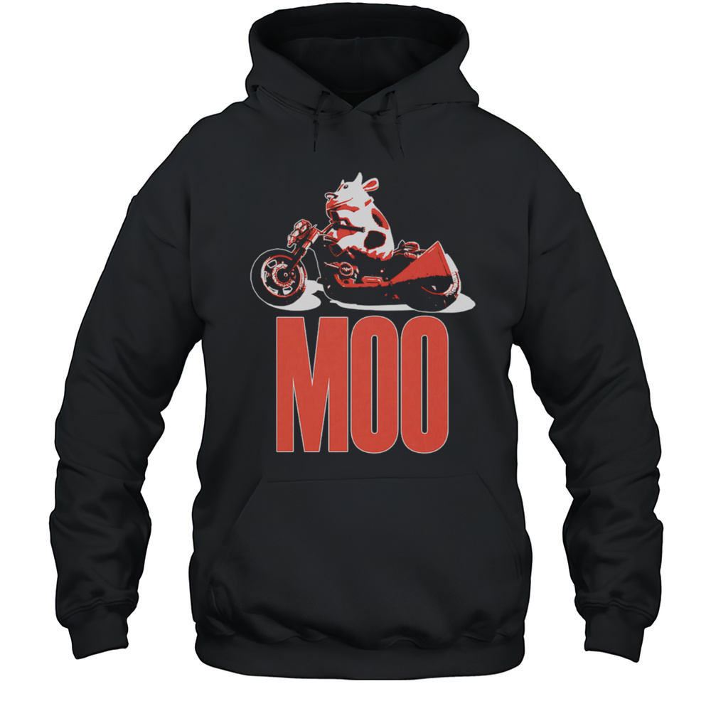 Moo Cow On Motorcycle Shirt Unisex Hoodie