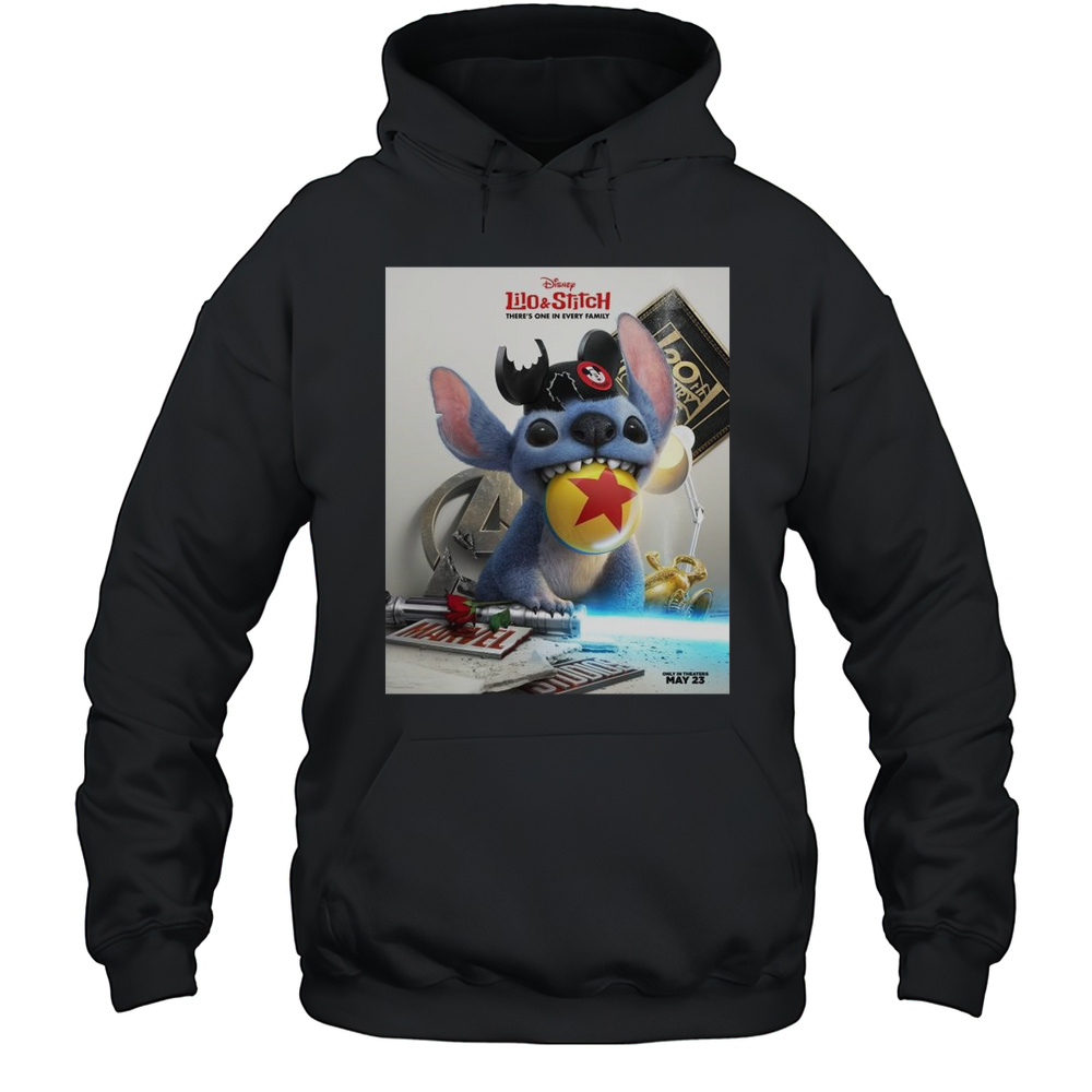 New Poster Lilo And Stitch 2025 Theres One In Every Family Shirt Unisex Hoodie