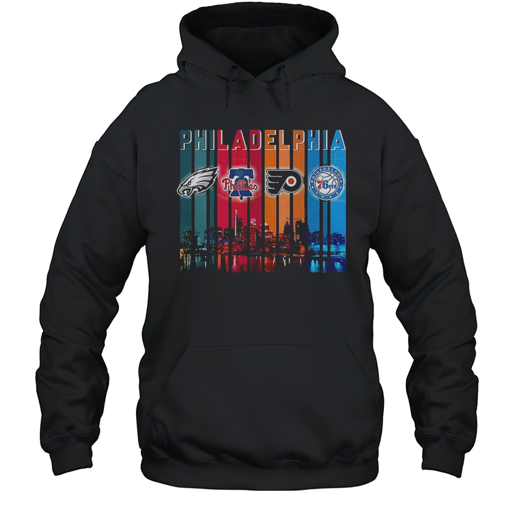 Philadelphia Eagles X Philadelphia Phillies X Philadelphia Flyers X Philadelphia 76ers Logo Shirt Unisex Hoodie