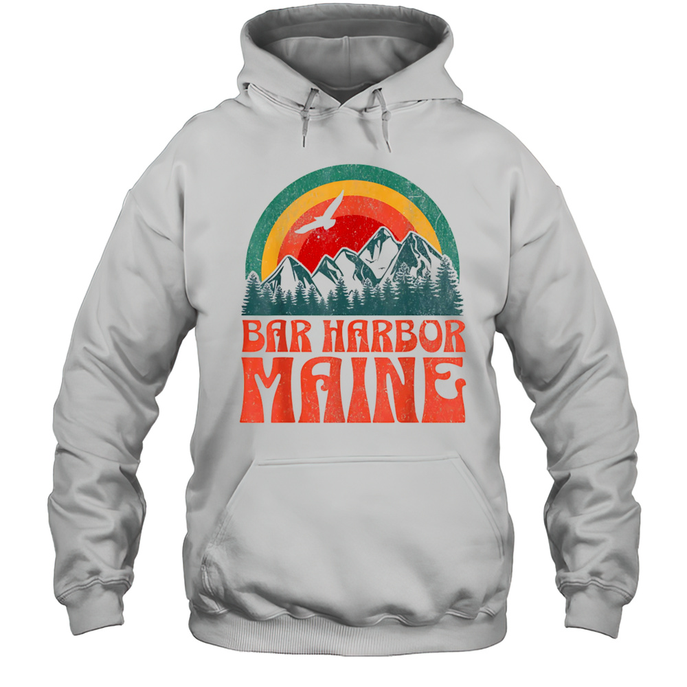 Bar Harbor Maine Rainbow Behind The Mountain Shirt Unisex Hoodie