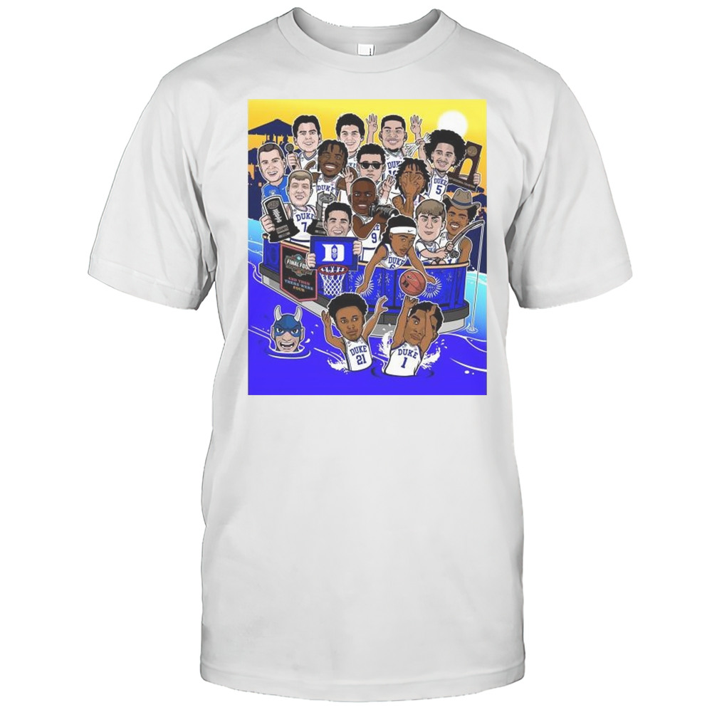 Duke Blue Devils Mens Basketball The Road Ends Here NCAA Final Four ANd Then There Were Four Caricatures T-shirt