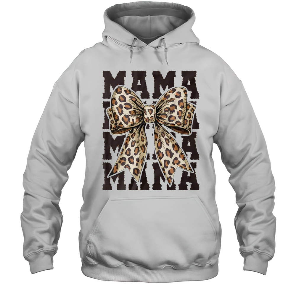 Leopard Print Mama Coquette Bow Mom Life Wild Mothers Day Shirt Unisex Hoodie