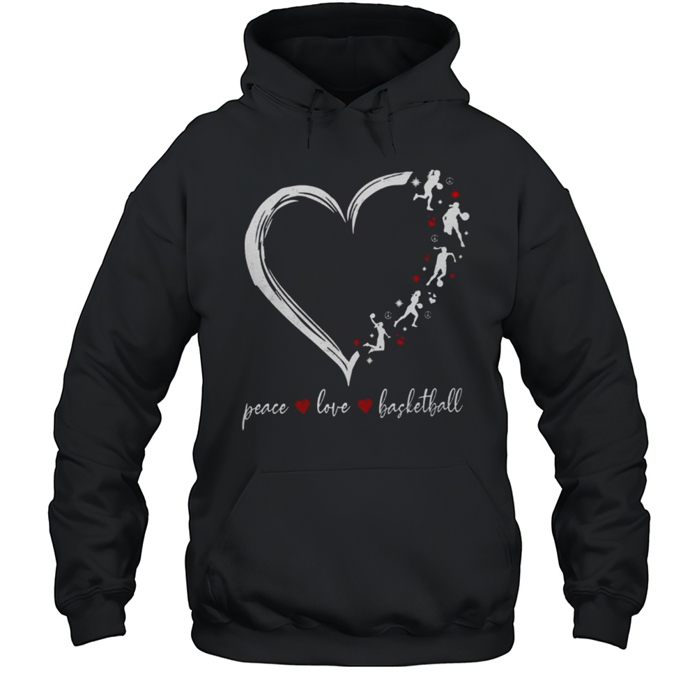 Peace Love And Basketball Heart T-Shirt Unisex Hoodie