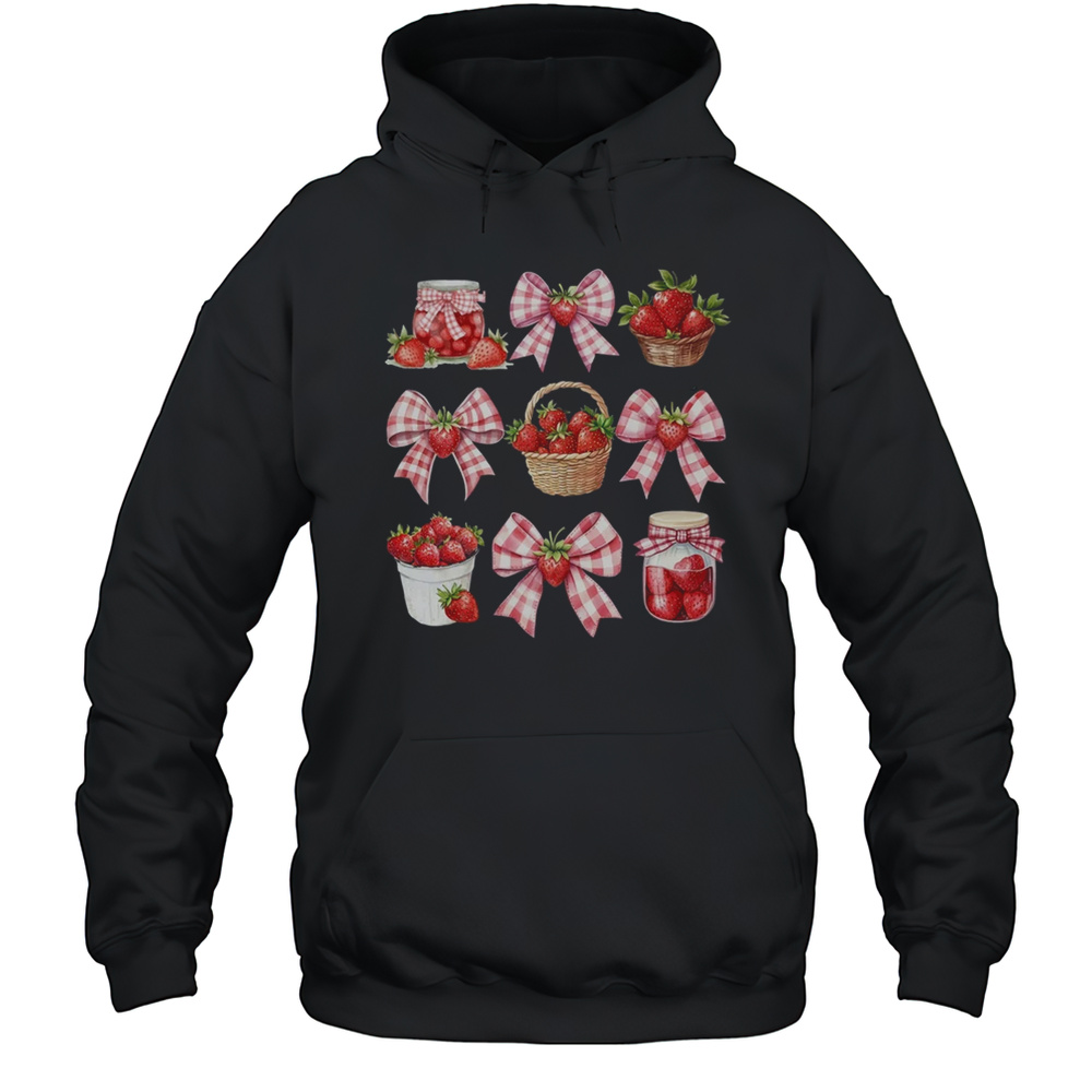 Strawberry Bow Coquette Bow Strawberries Festival Girls Women Shirt Unisex Hoodie