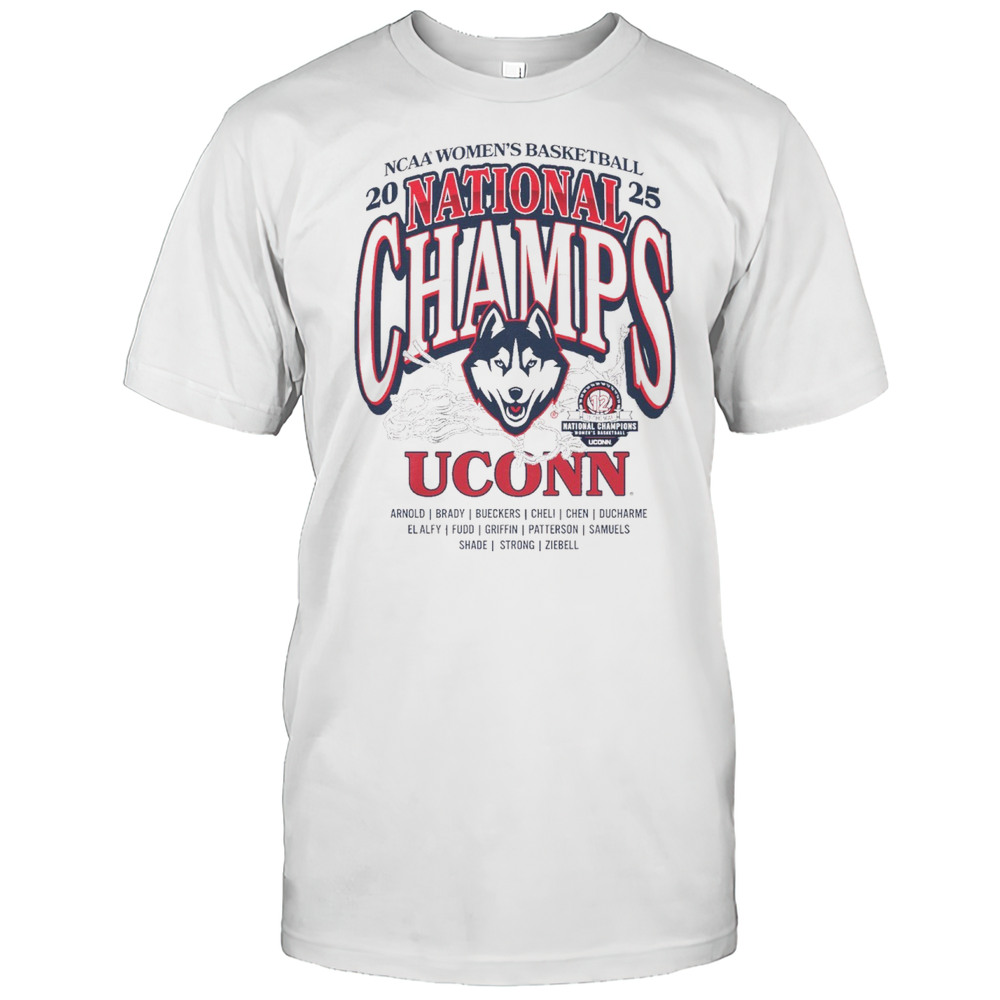 UConn Huskies NCAA Womens Basketball 12 Time National Champions Classic Arnold Brady Bueckers T-shirt