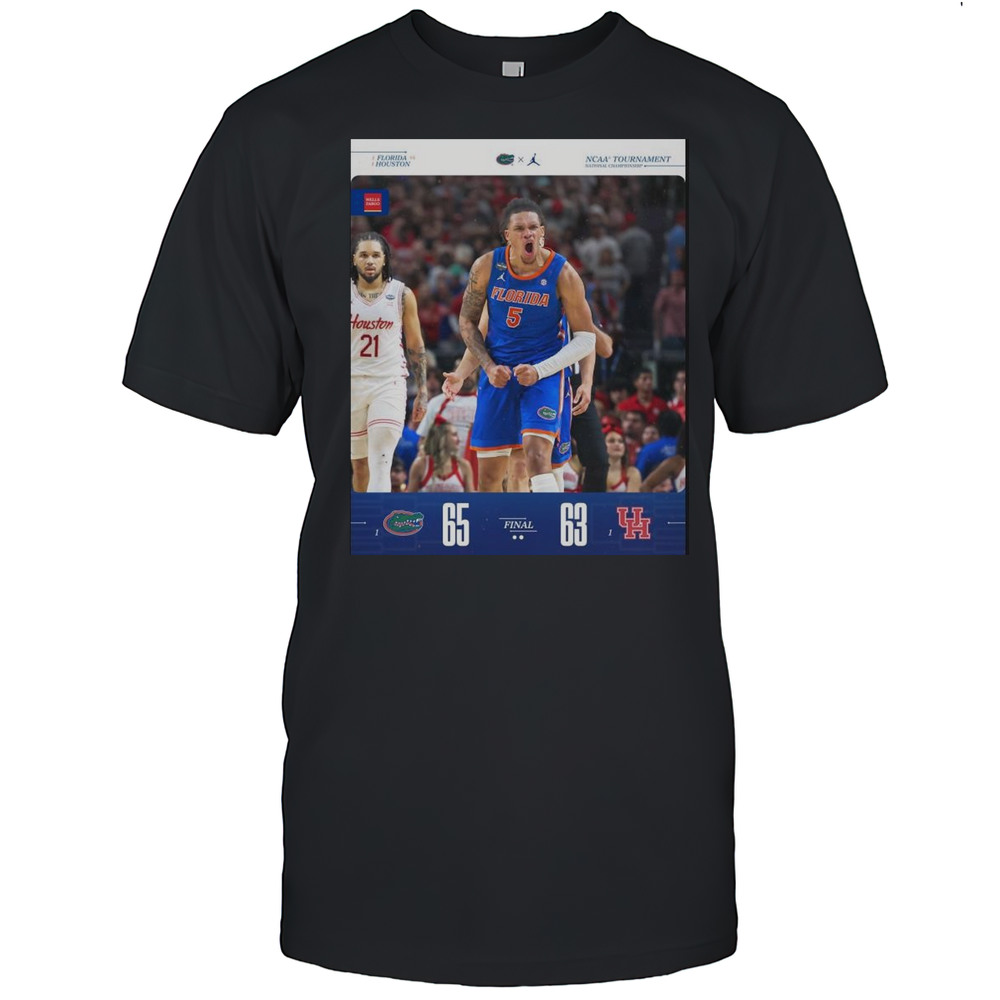 Florida Gators Beat Houston Cougars 65-63 Final Score NCAA Mens Basketball National Champions 2025 April 7 T-shirt