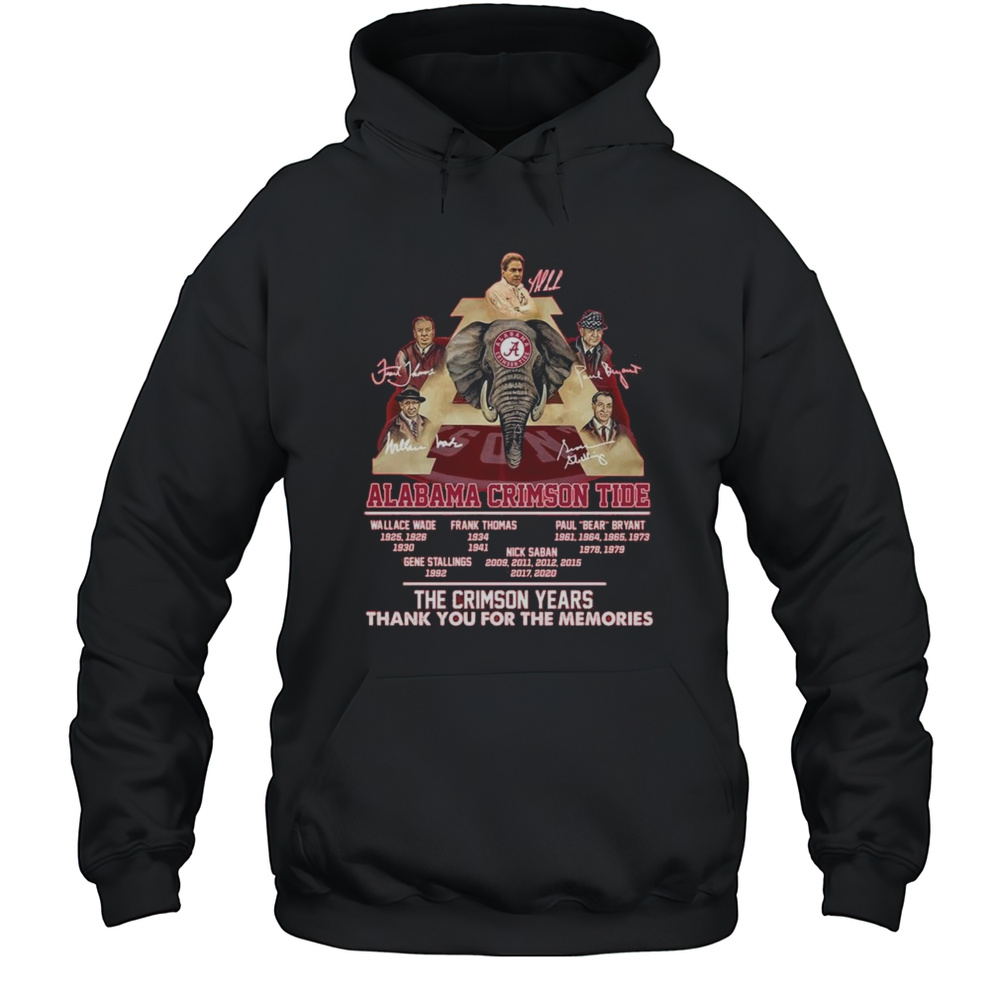 Alabama Crimson Tide The Crimson Years Thank You For The Memories Signatures Shirt Unisex Hoodie