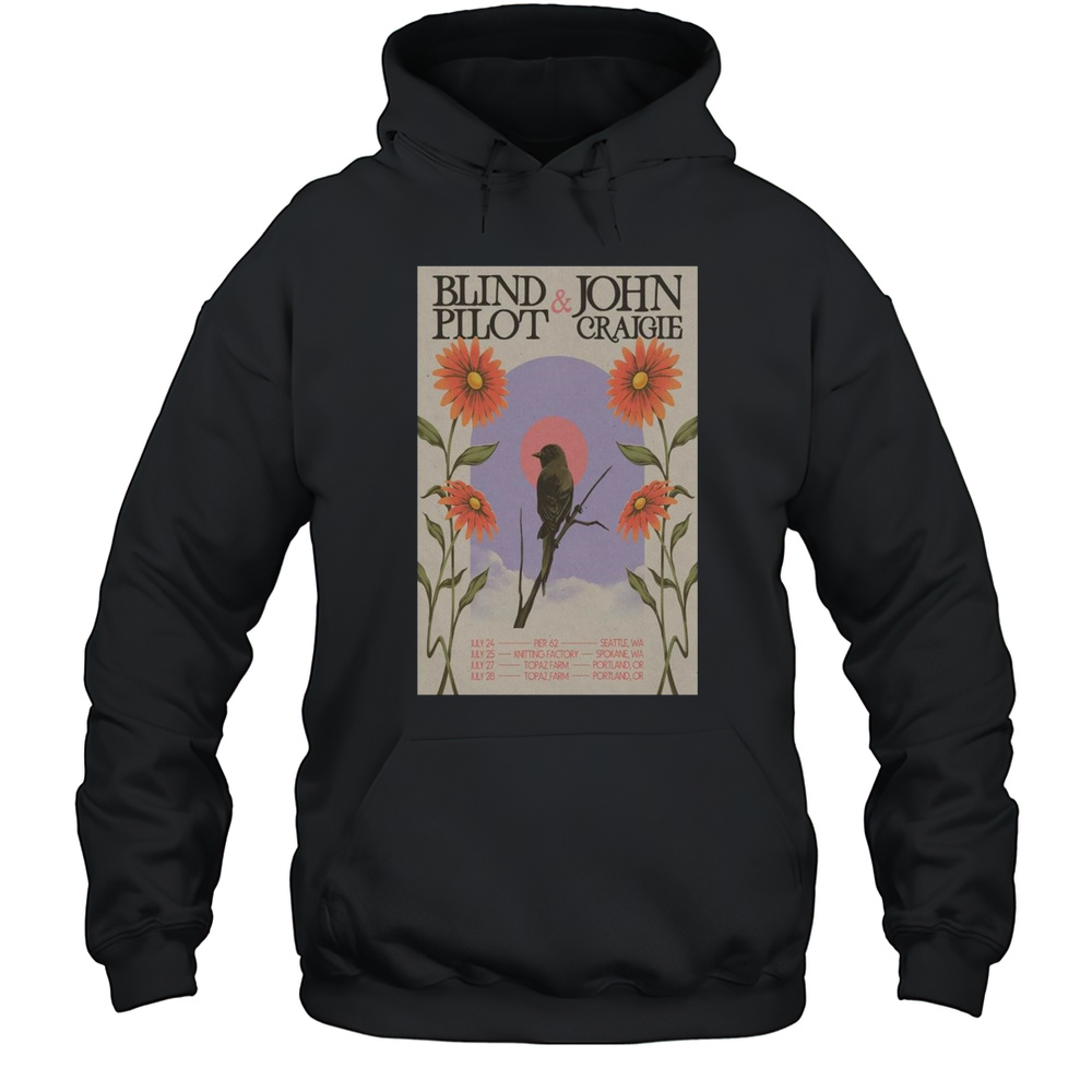 Blind Pilot  John Cratgie July 24-26 2025 Tour T-shirt Unisex Hoodie