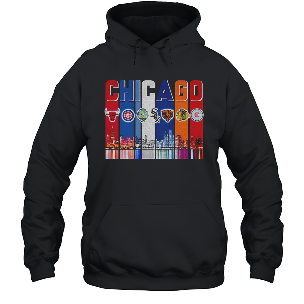 Chicago Sports Teams Collage Skyline Shirt Unisex Hoodie