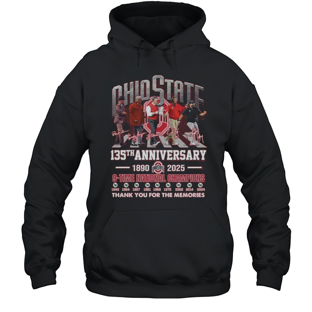 Ohio State 135th Anniversary 1890 2025 9 Time National Champions Signatures Walking Shirt Unisex Hoodie