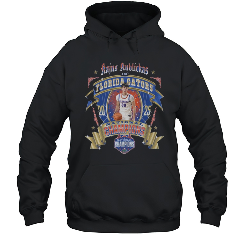 Raijus Rublickas And The Florida Gators Basketball National Ribbon Champions 2025 NCAA Final Four T-shirt Unisex Hoodie