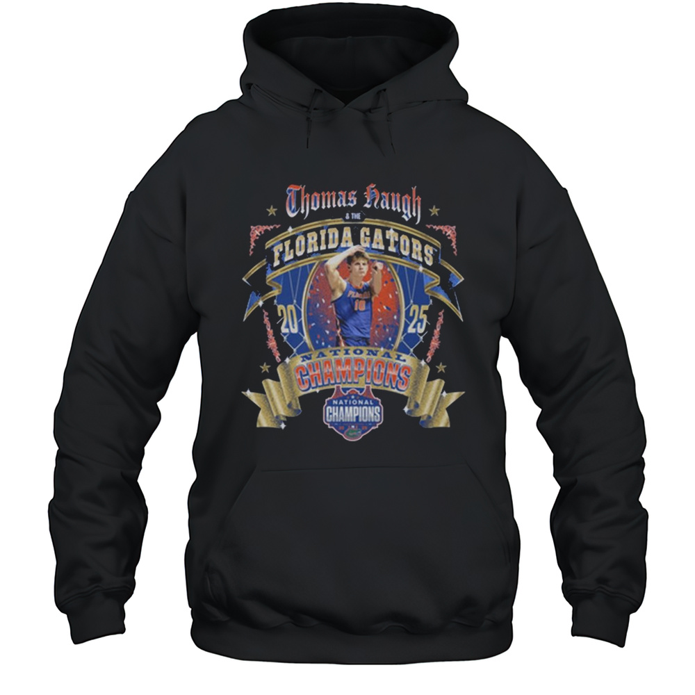 Thomas Haugh And The Florida Gators Basketball National Ribbon Champions 2025 NCAA Final Four T-shirt Unisex Hoodie