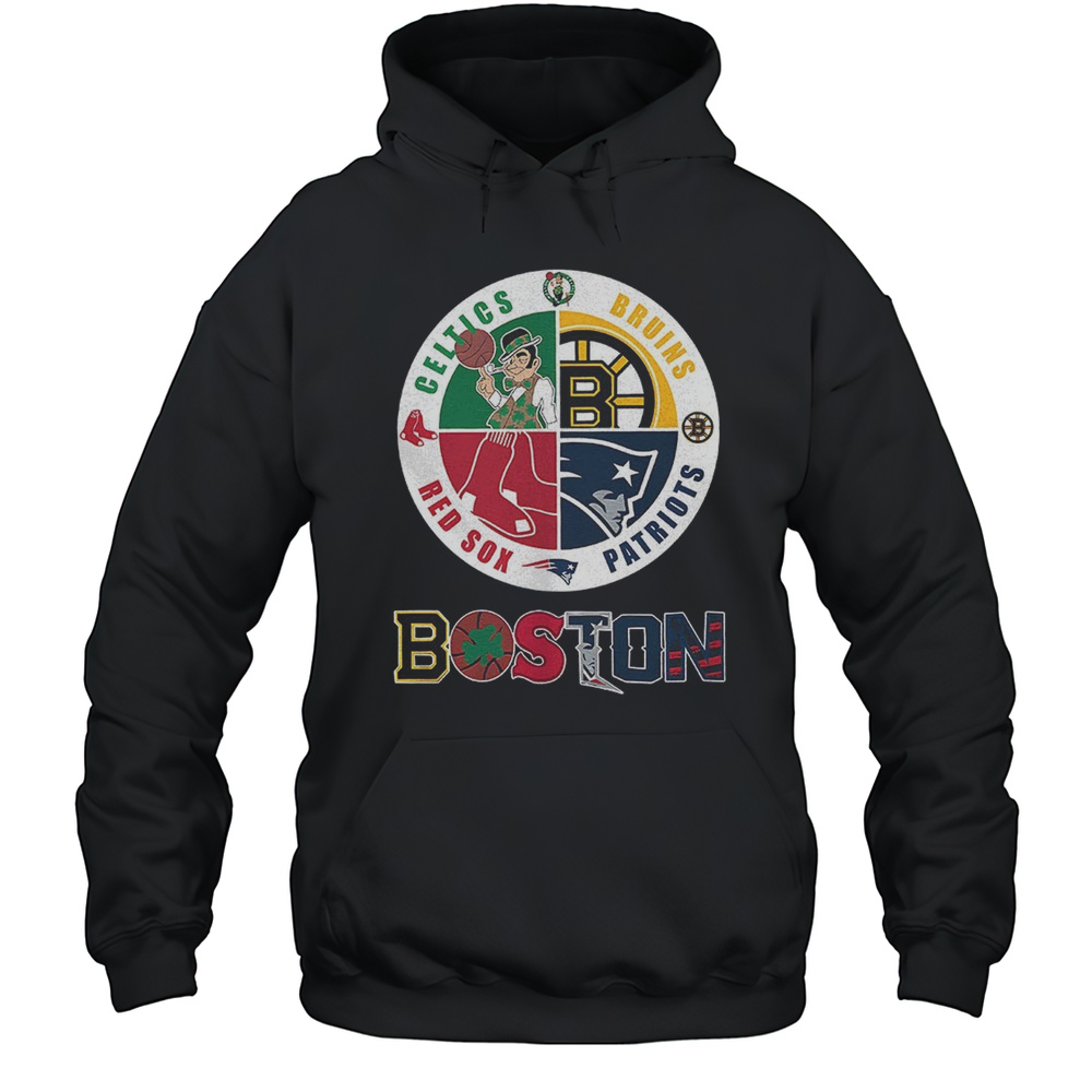 Boston Four Major Sports Teams Circle Emblem Shirt Unisex Hoodie