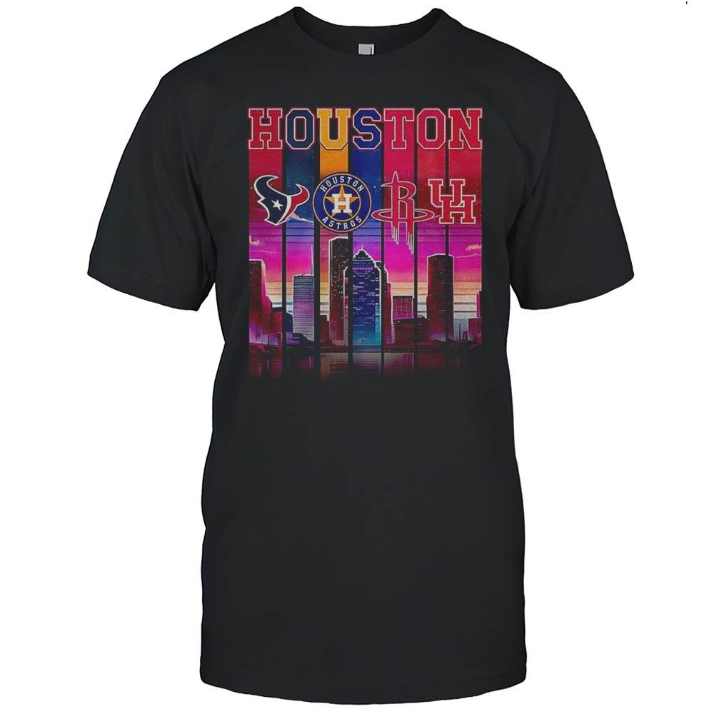 Houston Skyline With Major Sports Teams Shirt