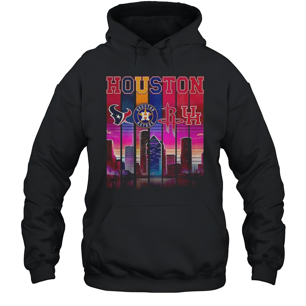 Houston Skyline With Major Sports Teams Shirt Unisex Hoodie