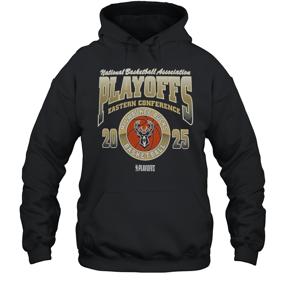 Official 47 Milwaukee Bucks Black 2025 Playoff Participant Franklin T-Shirt Unisex Hoodie