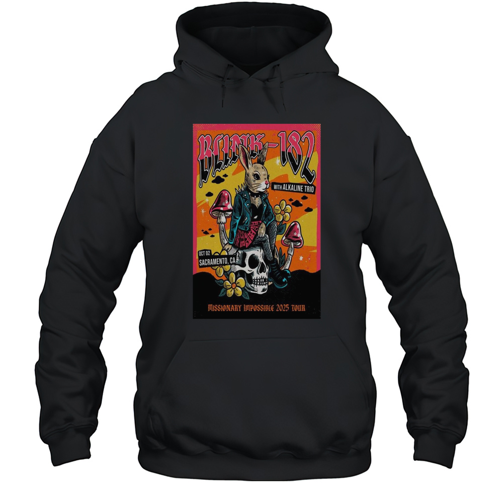 Blink 182 With Alkaline Trio Oct 2 Missionary Impossible 2025 Tour Aftershock Festival Sacramento CA Poster Graphic T-shirt Unisex Hoodie