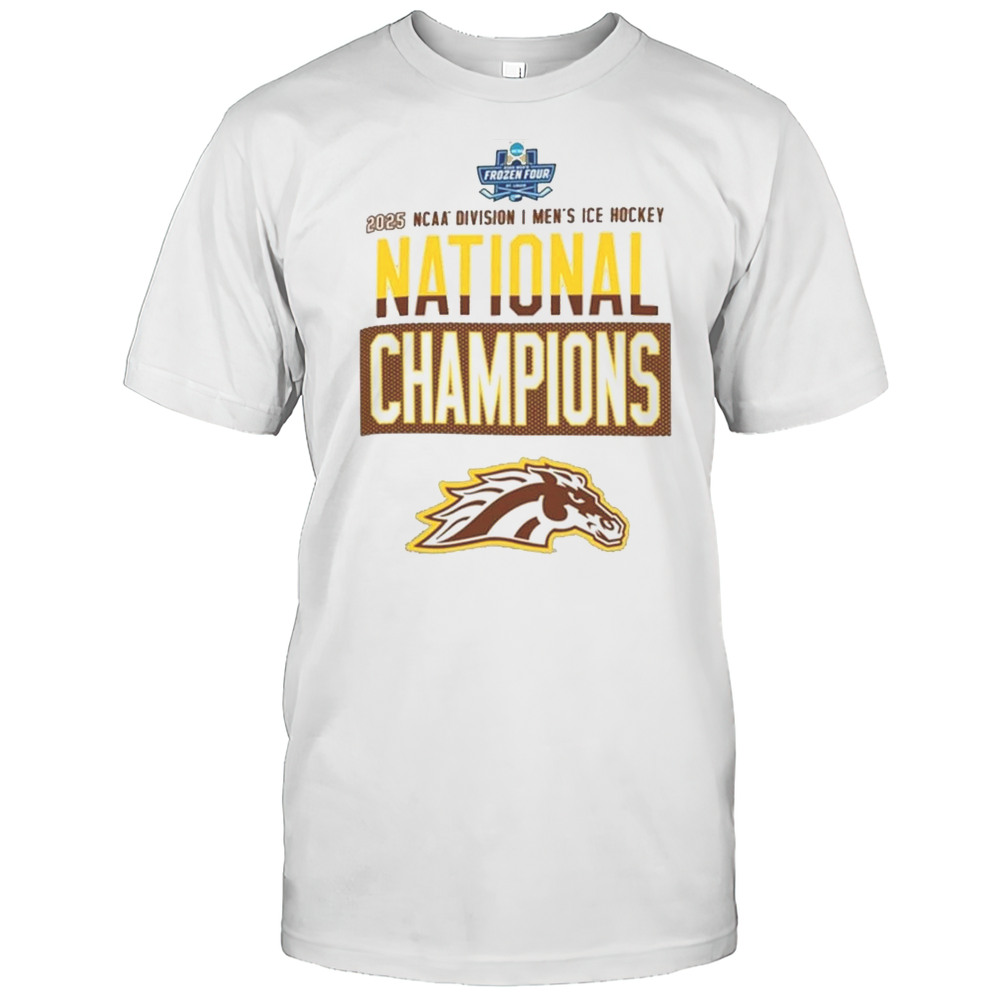 Champion Western Michigan Broncos Grey 2025 National Mens Hockey Champions Locker Room Shirt