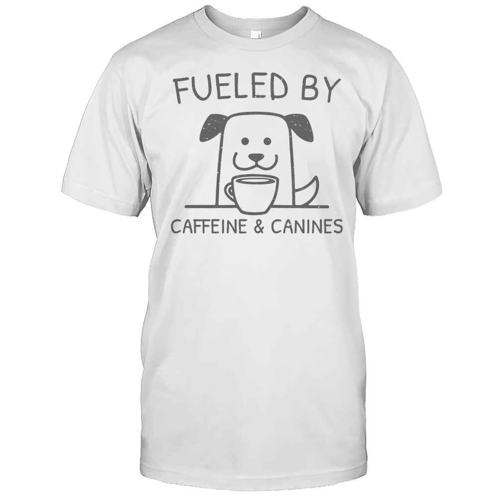 Cute Caffeine And Canines Funny Coffee Dog Lover Morning T-Shirt