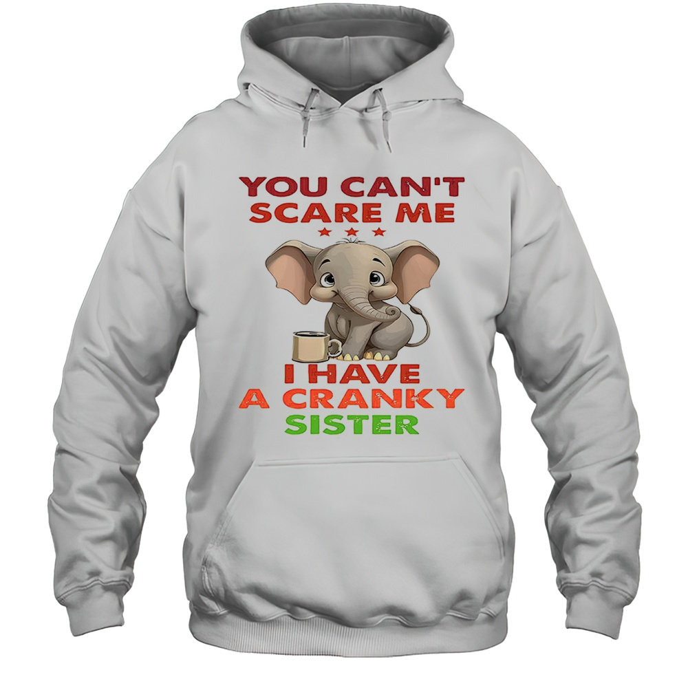 Elephant You Cant Scare Me I Have Cranky Sister Shirt Unisex Hoodie