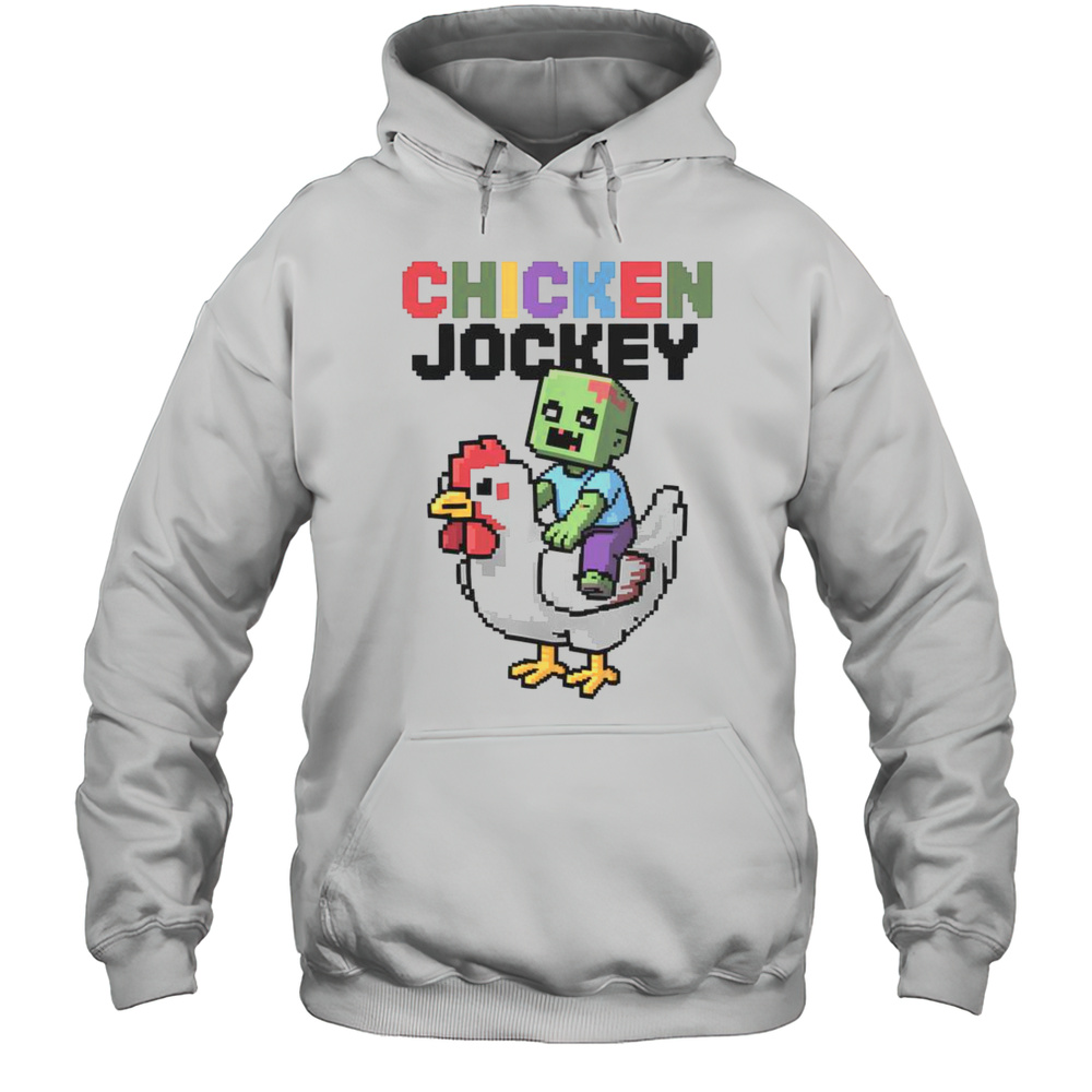 Funny Chicken Jockey Zombie Pixel Art Zombie Gamer Style T-Shirt Unisex Hoodie