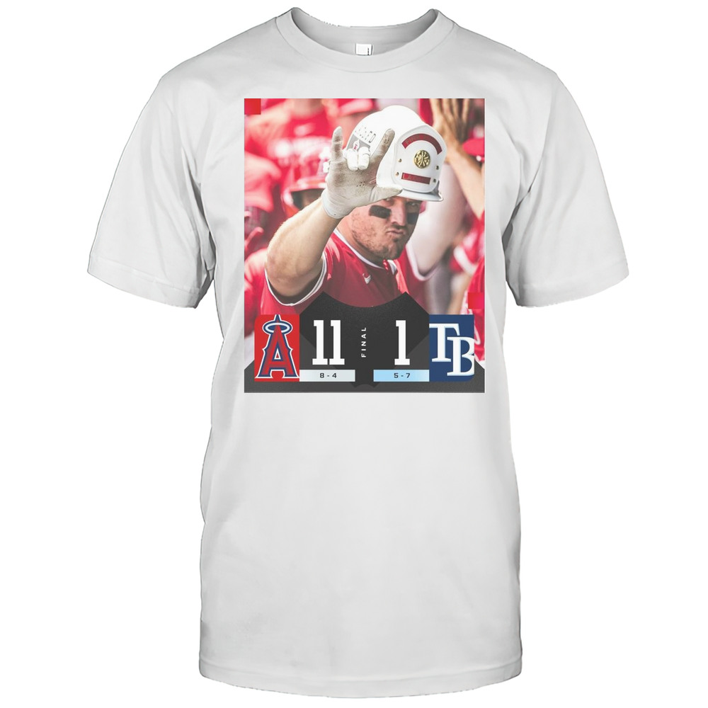 Mike Trout Los Angeles Angels Win Tampa Bay Rays Final Score 11 1 MLB Baseball 2025 Poster T-shirt Mike Trout Los Angeles Angels Win Tampa Bay Rays Final Score 11 1 MLB Baseball 2025 Poster T-shirt