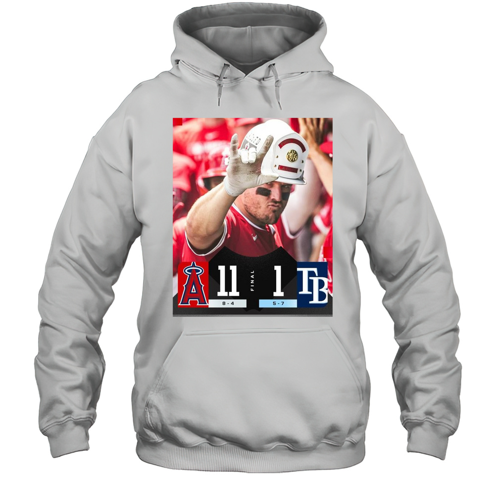 Mike Trout Los Angeles Angels Win Tampa Bay Rays Final Score 11  1 MLB Baseball 2025 Poster T-shirt Unisex Hoodie