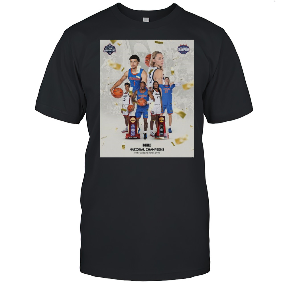National Champions Uconn Huskies NCAA Womens Basketball And Florida Gators Mens Basketball 2025 T-shirt